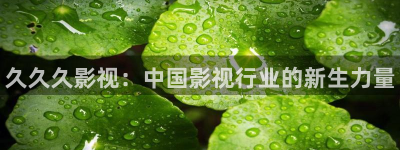 h视频不卡：久久久影视：中国影视行业的新生力量